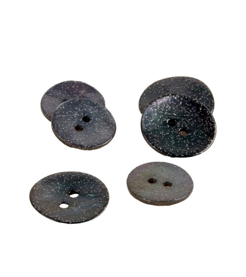 Lot de 3 boutons nacre paillettes gris anthracite