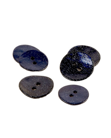 Set of 3 navy blue glitter mother-of-pearl buttons