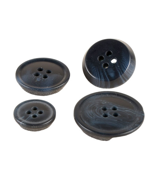 Set of 3 4-hole imitation horn buttons Navy Blue