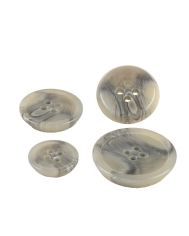 Set of 3 Ash Gray 4-hole imitation horn buttons