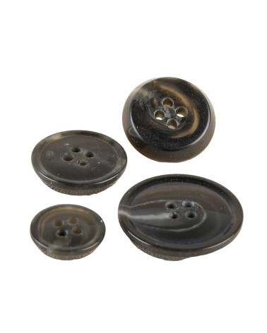 Set of 3 4-hole buttons imitation horn Anthracite Grey