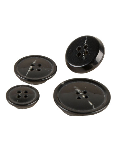 Set mit 3 4-Loch-Knöpfen aus Hornimitat in Schwarz