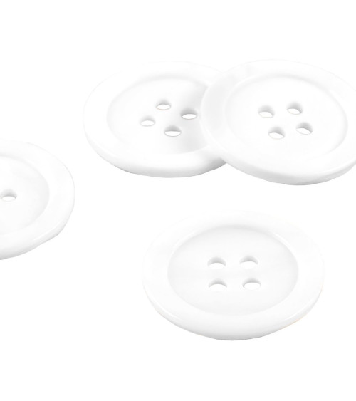 Set of 3 100% white round mother-of-pearl buttons