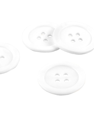 Set of 3 100% white round mother-of-pearl buttons