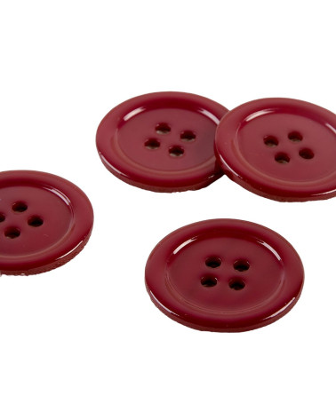 Set of 3 100% mother-of-pearl round burgundy buttons