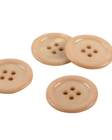Set of 3 100% round mother-of-pearl buttons in antelope beige