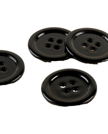 Set of 3 100% round black mother-of-pearl buttons