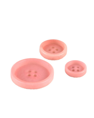 Set 3 bottoni in corozo 4 fori Rosa incarnato