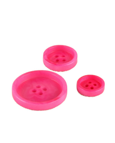 Set of 3 corozo buttons 4 holes Fuchsia