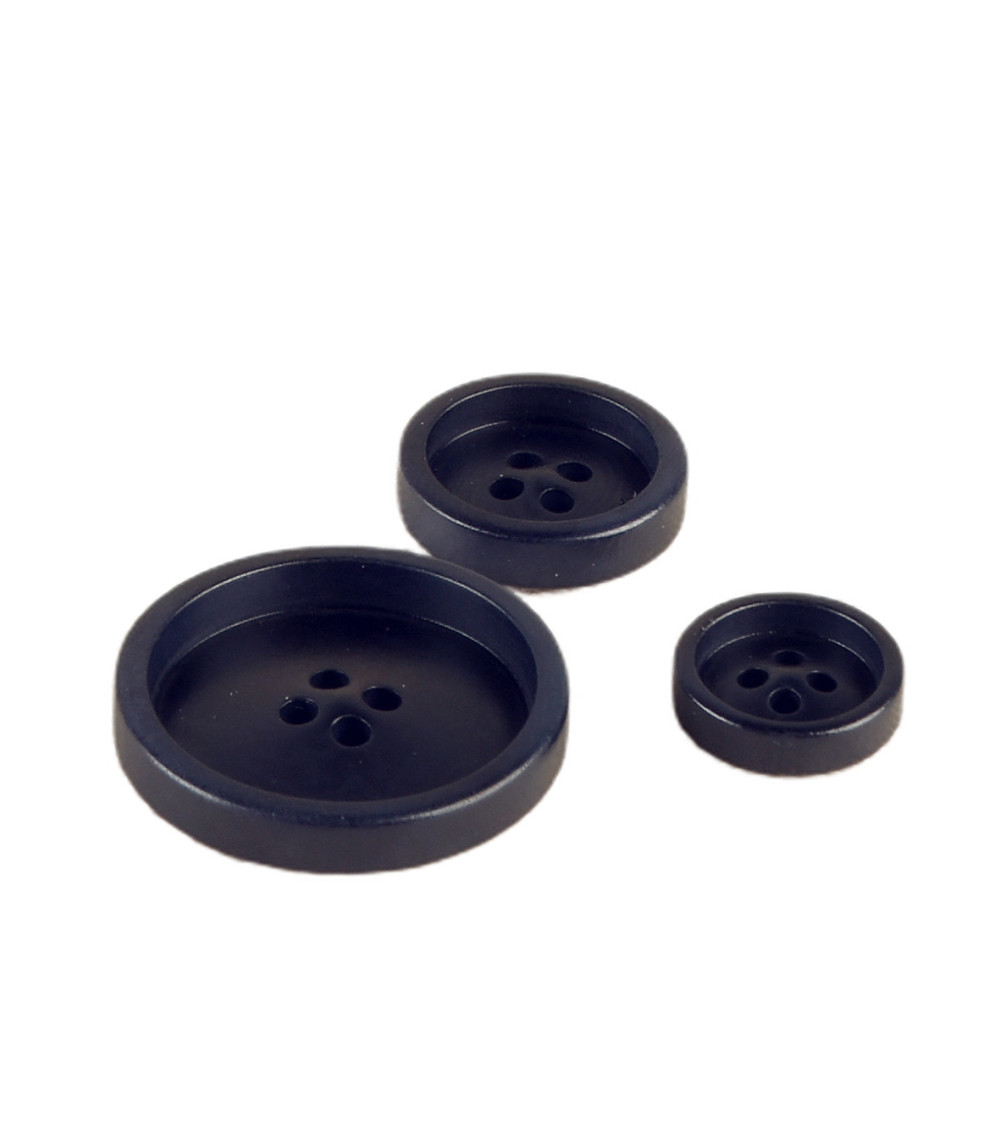 Lot de 3 boutons corozo 4 trous Bleu Marine