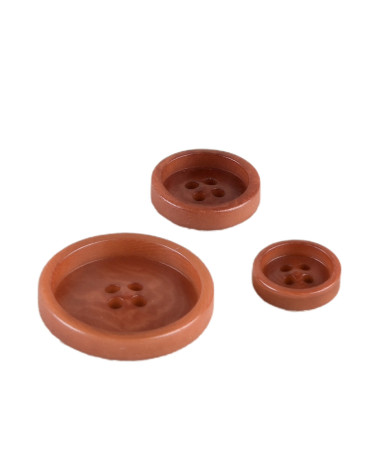 Set of 3 corozo buttons 4 holes Havana Brown