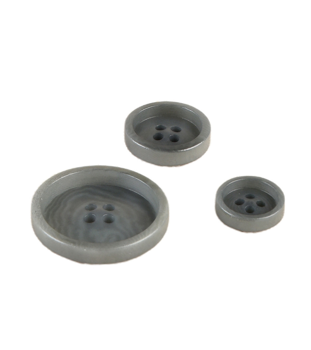 Set of 3 corozo buttons 4 holes Anthracite Gray