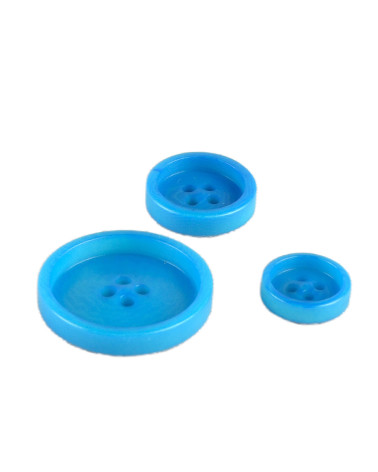 Set mit 3 Steinnussknöpfen, 4 Löcher, Türkis