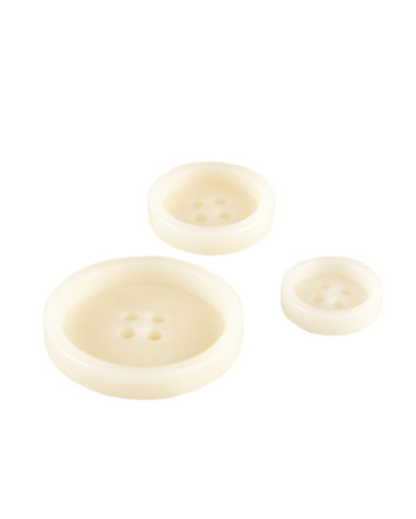 Set mit 3 Steinnussknöpfen, 4 Löcher, Elfenbeinfarben