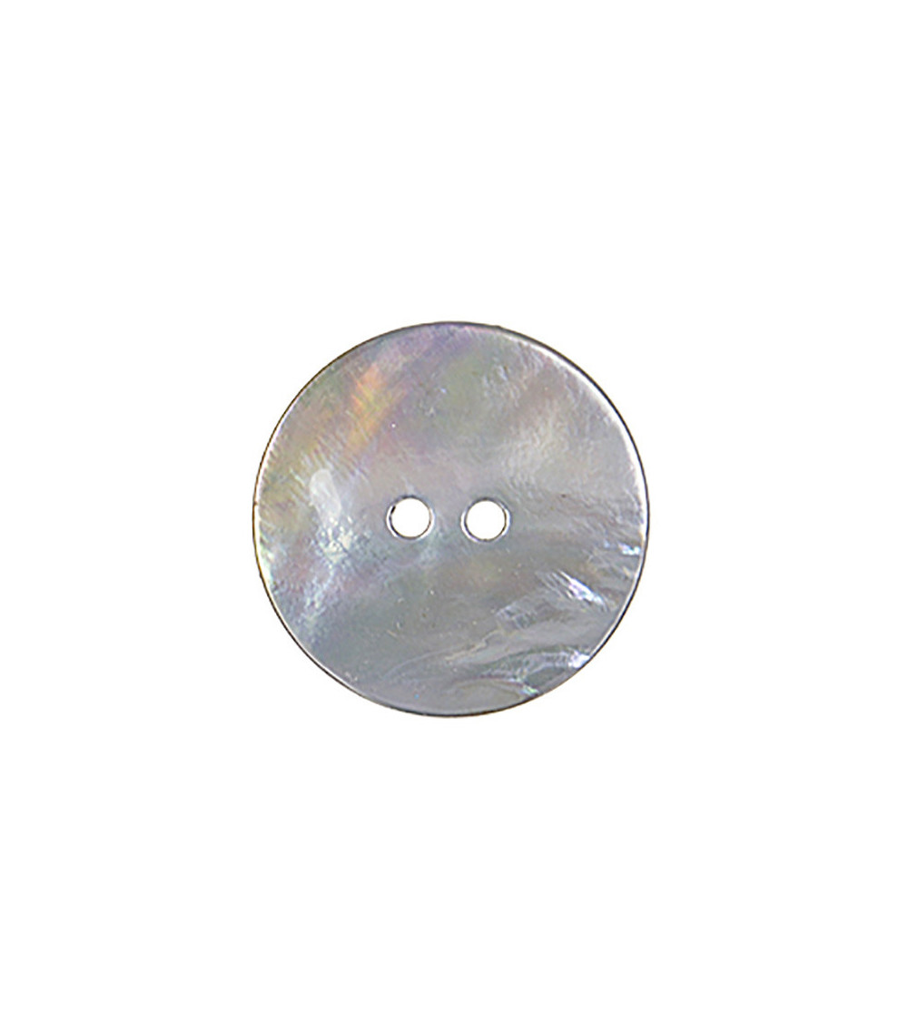 Set of 3 round light grey mother-of-pearl buttons