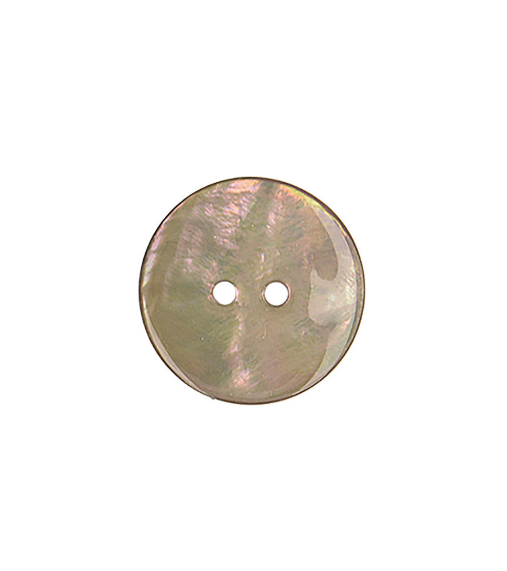 Set of 3 round beige linen mother-of-pearl buttons