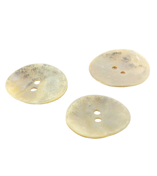 Set of 3 100% silver mother-of-pearl buttons