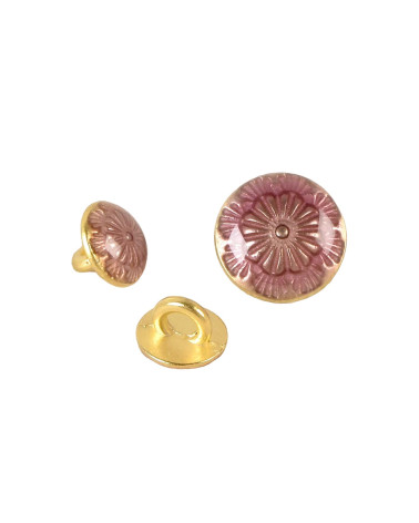 Set of 3 purple lacquered metal buttons