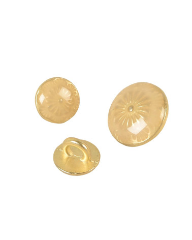 Set of 3 stone beige lacquered metal buttons