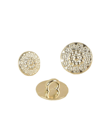 Set of 3 light gold metal flower buttons