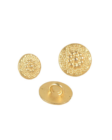 Set di 3 bottoni in metallo a forma di fiore color oro