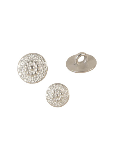 Set of 3 silver flower metal buttons