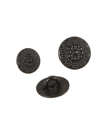 Set of 3 black metal flower buttons