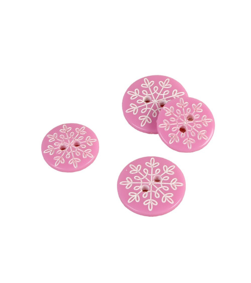 Lot de 3 boutons 2 trous flocon rose