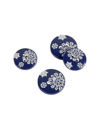 Set of 3 2-hole navy blue snowflake buttons