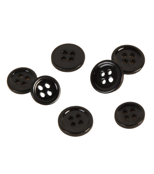 Set of 3 mother-of-pearl buttons 4 holes black