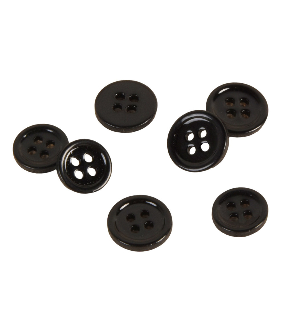 Set of 3 mother-of-pearl buttons 4 holes black