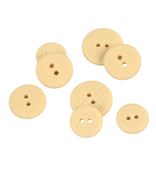 Lot de 3 boutons 2 trous texturé beige clair