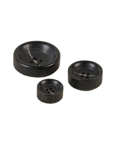 Lot de 3 boutons 4 trous épais noir