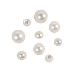 Lot de 3 boutons demi-perles blancs