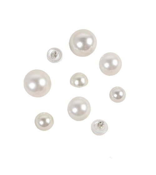 Lot de 3 boutons demi-perles blancs