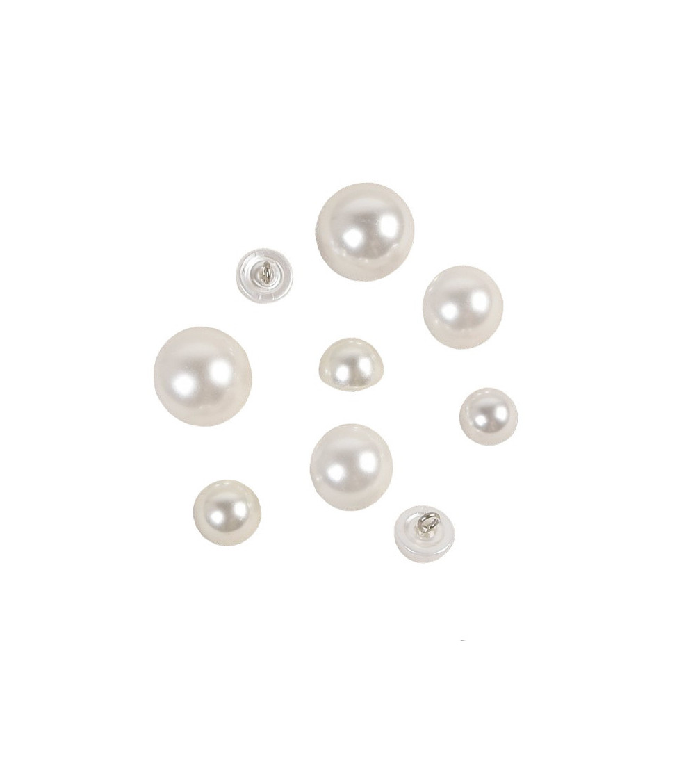 Lot de 3 boutons demi-perles blancs