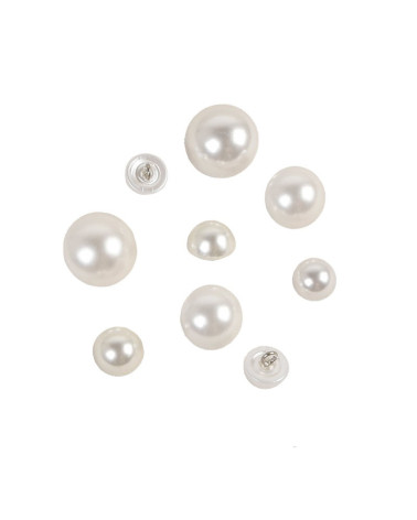 Set di 3 bottoni mezza perla bianchi