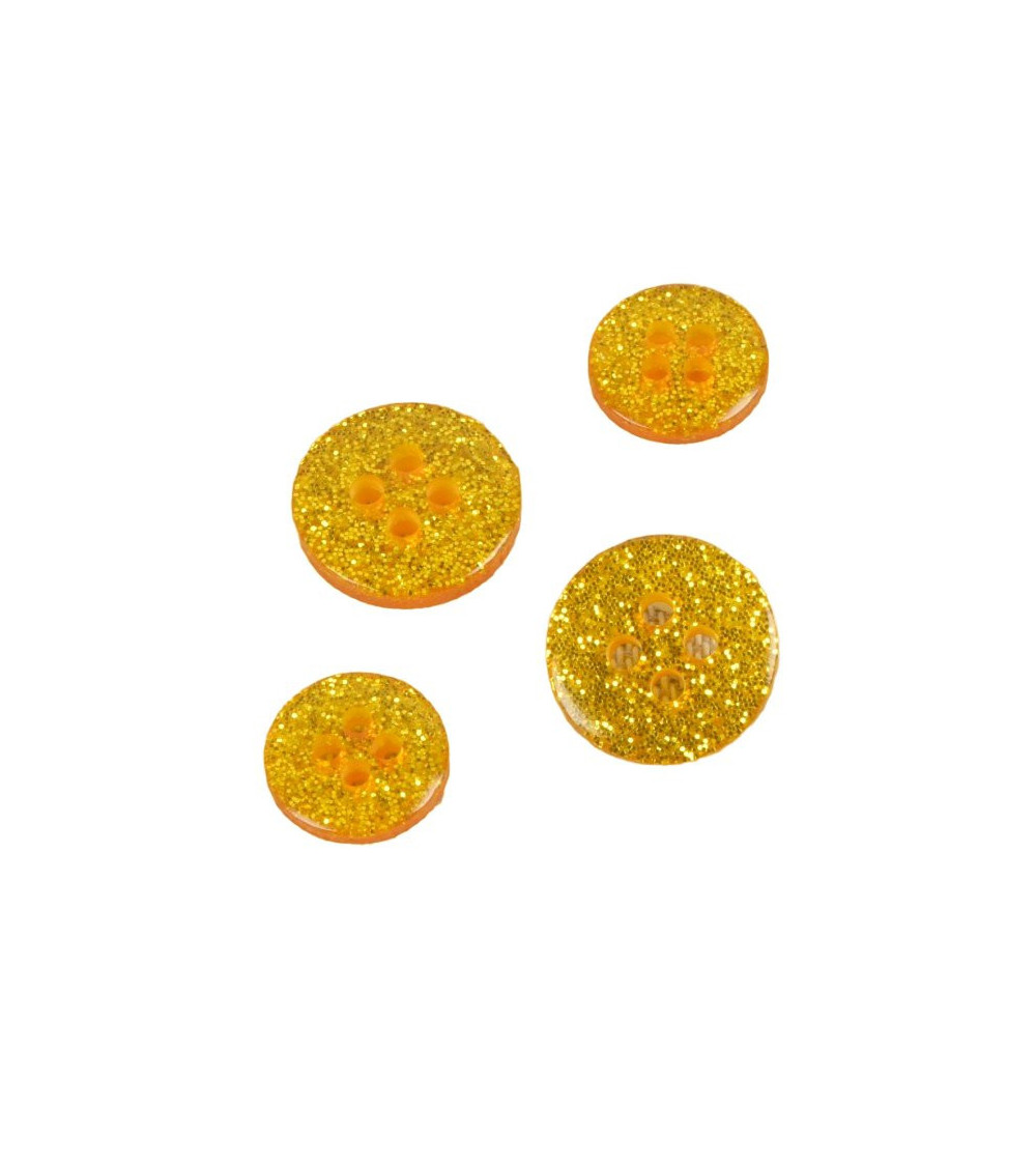 Set di 3 bottoni rotondi con paillettes color oro
