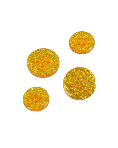 Set di 3 bottoni rotondi con paillettes color oro