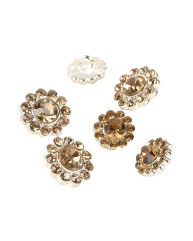 Set of 3 ocher yellow rhinestone buttons