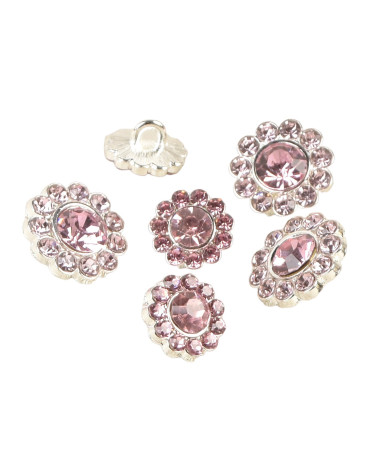 Set of 3 pink rhinestone buttons