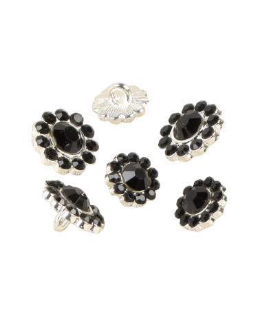 Conjunto de 3 botones de strass negros