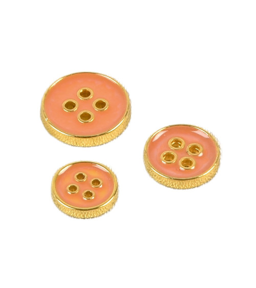 Lot de 3 boutons laqués orange pêche