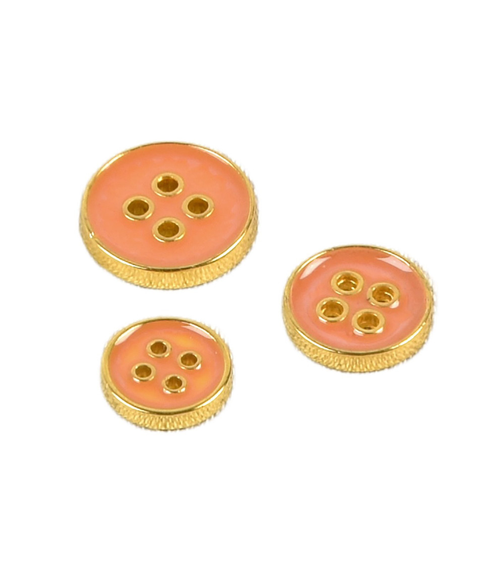 Set of 3 peach orange lacquered buttons