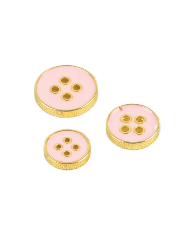 Juego de 3 botones lacados en rosa.