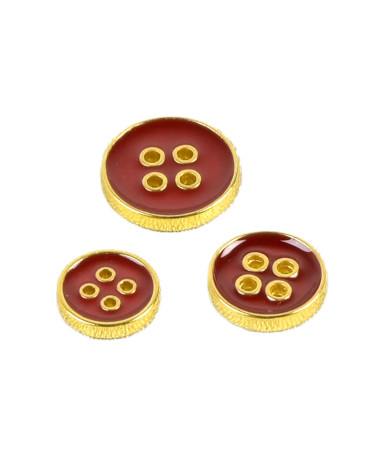 Set of 3 red lacquered buttons