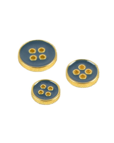 Set di 3 bottoni laccati blu petrolio