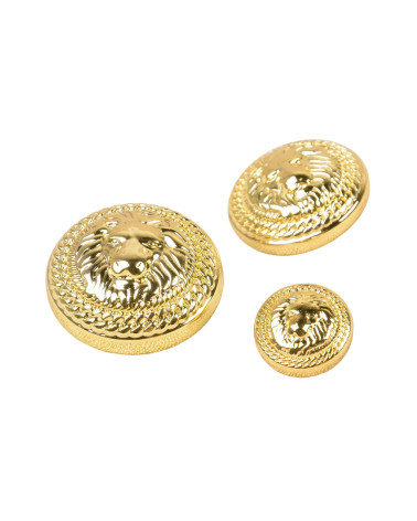 Set of 3 flat round gold buttons