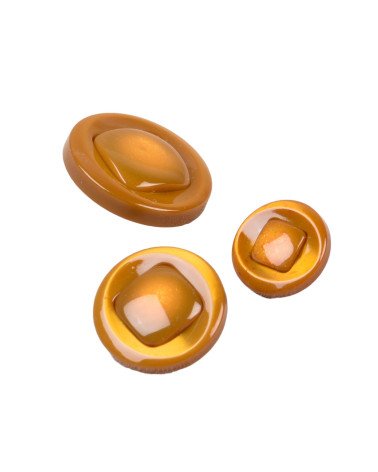 Lot de 3 boutons rond à queue bronze/cognac
