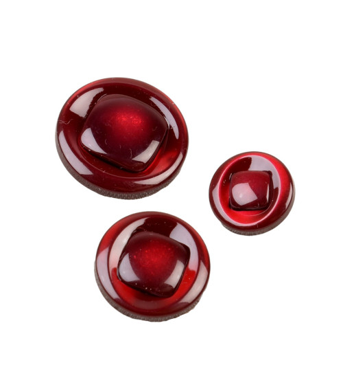 Lot de 3 boutons rond à queue rouge beaujolais